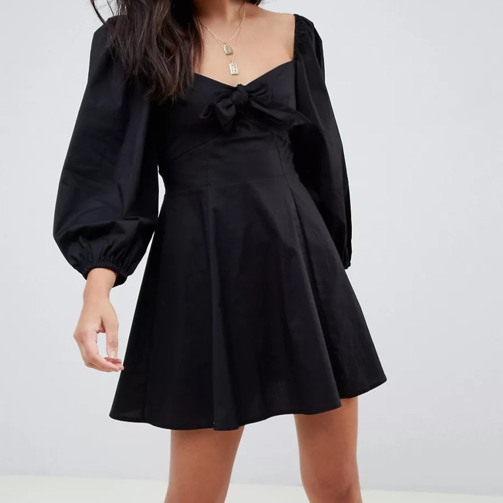 ASOS DESIGN sweetheart neck casual skater mini dress with bow detail